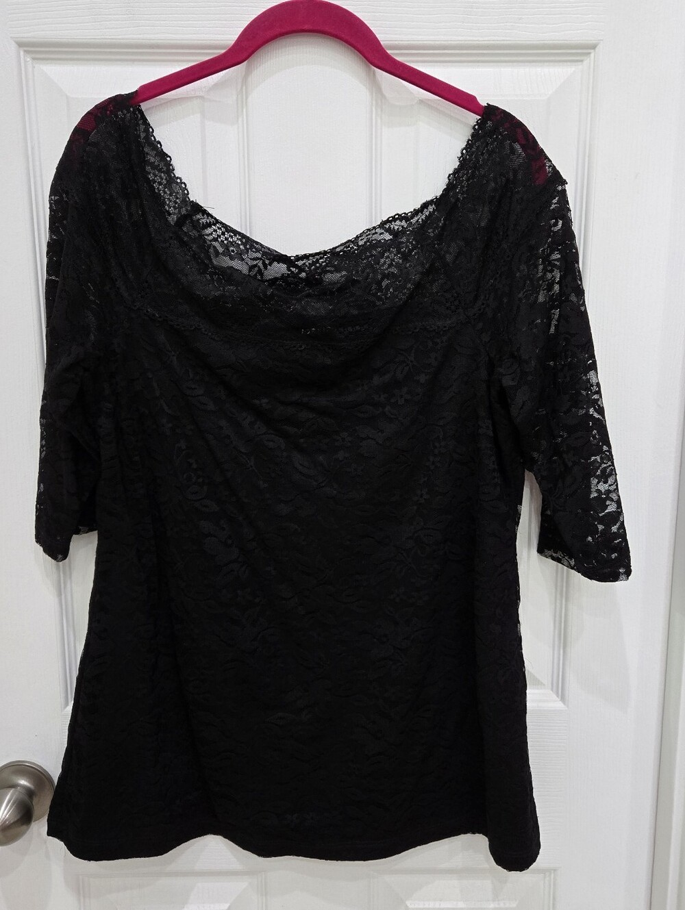 Torrid Women's Black Lace Off Shoulder Stretch Romantic Cottage Blouse Size 1